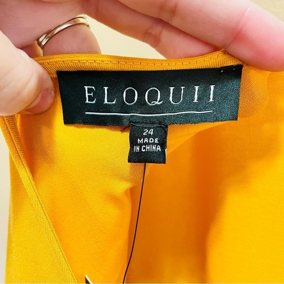 Eloquii Mustard Yellow Long Sleeve A-Line Dress Size 24 NWT NEW! - Picture 5 of 10